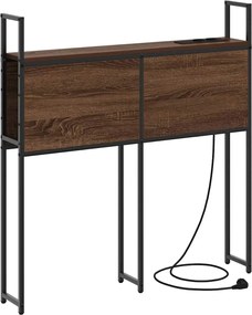 vidaXL Κεφαλάρι Αποθήκης με Σταθμό Φόρτισης με ράφι Καφέ δρυς 98 cm