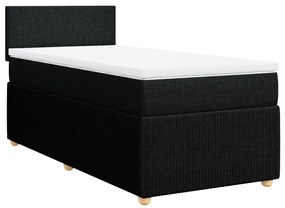 vidaXL Κρεβάτι Boxspring με Στρώμα Μαύρο 90x200 εκ. Υφασμάτινο