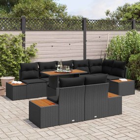 vidaXL Σετ Καναπέ Κήπου με αποθήκευση 9 pcs Μαύρο Πολυ ράταν