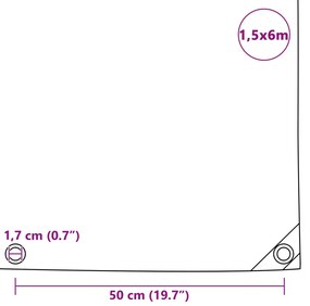 vidaXL Μουσαμάς Μαύρος 650 γρ./μ.² 1,5 x 6 μ.