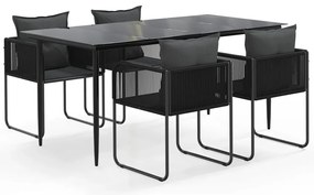 vidaXL Σετ Τραπεζαρίας Κήπου 5 Τεμαχίων Μαύρο
