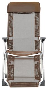 vidaXL Καρέκλες Κάμπινγκ Πτυσσόμενες με Υποπόδια 2 τεμ. Καφέ Textilene