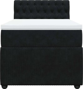 vidaXL Κρεβάτι Boxspring με Στρώμα Μαύρο 100x200 εκ. Βελούδινο