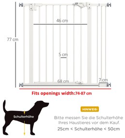 Dog Door Gate Barrier Pet Gate Metal Plastic 74-87cm Λευκό