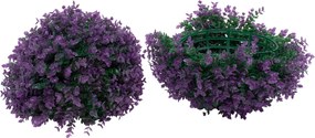 GloboStar® 78521 Artificial - Συνθετικό Τεχνητό Διακοσμητικό Φυτό Θάμνος Πυξάρι Πράσινο - Μωβ Φ36cm