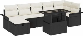 vidaXL Σετ Καναπέ Κήπου με μαξιλάρι 8 pcs Μαύρο Πολυ ράταν