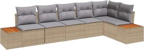 vidaXL Σετ Καναπέ Κήπου 6 pcs Μπέζ και Ανοιχτό Γκρι Πολυρατάν