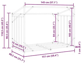 VIDAXL ΡΑΦΙ ΓΙΑ ΚΑΥΣΟΞΥΛΑ ΜΕ ΚΑΛΥΜΜΑ ΒΡΟΧΗΣ 151X80,5X110,5 ΕΚ. 4104942