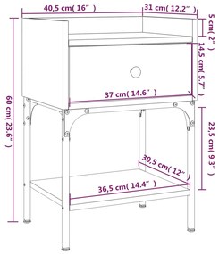 Κομοδίνα 2 τεμ Γκρι Sonoma 40,5x31x60 εκ. Επεξεργασμένο Ξύλο - Γκρι