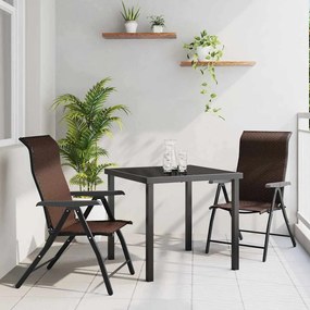 vidaXL Σέτ φαγητού για κήπο Ρυθμιζόμενο ύψος 3 pcs Καφέ Πολυ ράταν
