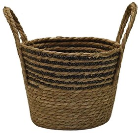 Καλάθι Με Ρίγα 00.06.67542 25x20cm Ψάθινο Natural-Black Mat
