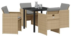 vidaXL Σέτ φαγητού για κήπο 5 pcs Μπεζ συνθετικό ρατάν