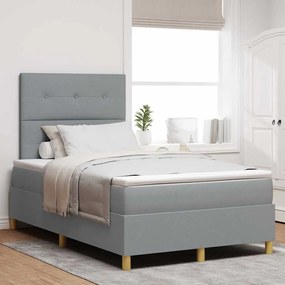 vidaXL Κρεβάτι Box Spring με Στρώμα & Φωτισμό LED Γκρι 120x200 εκ. Υφασμάτινο