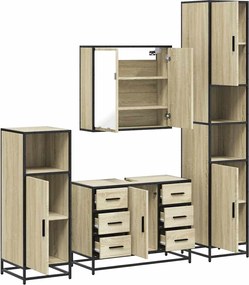 vidaXL Σετ Επίπλων Μπάνιου 4 Τεμαχίων Sonoma Δρυς Επεξεργασμένο Ξύλο