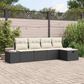 vidaXL Σετ Καναπέ Κήπου 5 pcs Μαύρο 55 x 62 x 69 εκ Πολυ ράταν