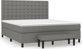 vidaXL Κρεβάτι Boxspring με Στρώμα Σκούρο Γκρι 180x200 εκ Υφασμάτιν