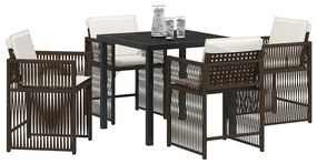 vidaXL Σέτ φαγητού για κήπο 5 pcs Καφέ συνθετικό ρατάν