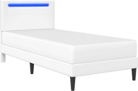 vidaXL Σκελετός Κρεβατιού με κεφαλάρι Λευκό 90 x 200 cm Τεχνητό Δέρμα