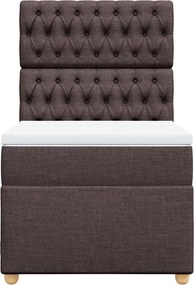 vidaXL Κρεβάτι Boxspring με Στρώμα Σκούρο Καφέ 100x200 εκ. Υφασμάτινο