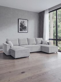 Γωνιακός Καναπές Zyra U-Γκρι Ανοιχτό