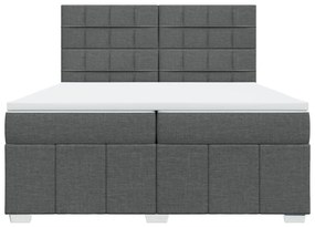 vidaXL Κρεβάτι Boxspring με Στρώμα Σκούρο Γκρι 200x200 εκ. Υφασμάτινο