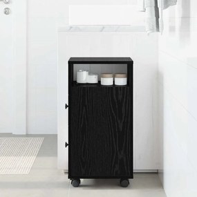 vidaXL Στενός Νιπτήρας με Ρόδες Μαύρο Δρυός Επεξεργασμένου Ξύλου