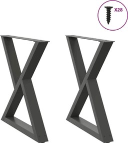 vidaXL Πόδια Τραπεζαρίας 2 τεμ. Ανθρακί 70x(72-73,3) εκ. Ατσάλι