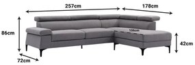 Γωνιακός καναπές Gracious δεξιά γωνία ύφασμα μπεζ 257x178x86εκ 257x178x86 εκ.