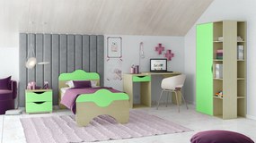 Intrahome Παιδικό δωμάτιο "ΠΑΖ" σετ 4 τμχ. σε χρώμα δρυς-λαχανί Intrahomesa-00652329