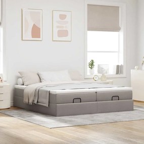 vidaXL Οθωμανικό κρεβάτι με στρώματα Taupe 160x200cm ύφασμα