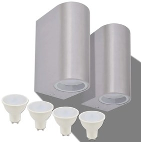 vidaXL Φωτιστικά Τοίχου LED Εξωτερικού Χώρου Στρογγυλά 2 τεμ.