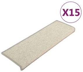vidaXL Πατάκια Σκαλοπατιών 15 τεμ. Ασημί Ορθογώνια Άκρη 65x21x4 εκ.