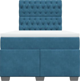 vidaXL Κρεβάτι Boxspring με Στρώμα Μπλε 120x200 εκ. Βελούδινο
