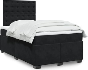 vidaXL Κρεβάτι Boxspring με Στρώμα Μαύρο 120x190 εκ. Βελούδινο