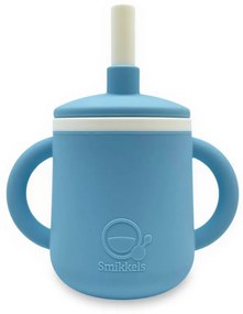 Ποτήρι Εκπαιδευτικό 180ml Με Καλαμάκι Smikkels Γαλάζιο 63-30016