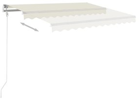 vidaXL Τέντα Συρόμενη Αυτόματη με Στύλους Κρεμ 4,5 x 3 μ.