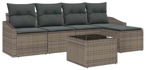 vidaXL Σετ Καναπέ Κήπου 6 pcs Γκρι Πολυ ράταν