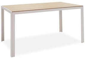 Τραπέζι Nares αλουμίνιο λευκό-plywood φυσικό 140x80x72.5εκ