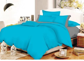 Σετ Σεντόνια ΚΟΜΒΟΣ Cotton Line Turquoise  - Grey Μονόχρωμα με Φάσα Υπέρδιπλα 220x240