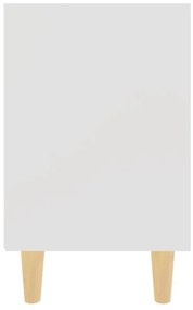 Κομοδίνα 2 τεμ. Λευκά 40 x 30 x 50 εκ. με Μασίφ Ξύλινα Πόδια - Λευκό