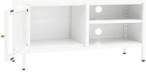 vidaXL Έπιπλο Τηλεόρασης Λευκό 90 x 30 x 44 εκ. από Ατσάλι και Γυαλί