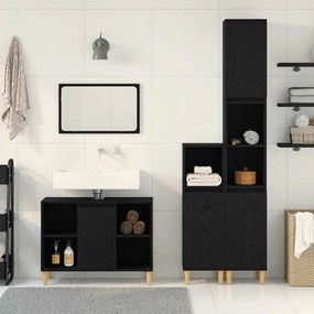 vidaXL Σετ Επίπλων Μπάνιου με αποθήκευση 3 pcs Μαύρο 60 x 30 x 60 cm