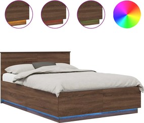vidaXL Σκελετός Κρεβατιού Καφέ δρυς 150 x 200 cm Επεξεργασμένο Ξύλο
