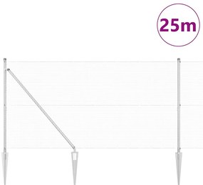vidaXL Φράχτης με Στήλες. Ασημί 1.2 x 25 m Ατσάλι