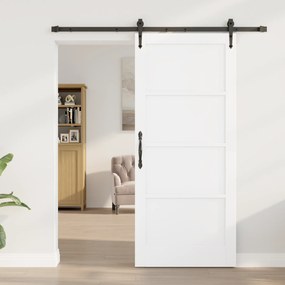 vidaXL Συρόμενη Πόρτα με Σετ Εξαρτημάτων 'ORKDAL' Λευκή Σαλονίστικη Ξυλεία Πεύκου