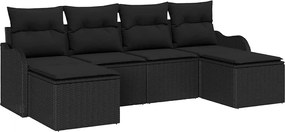 vidaXL Σετ Καναπέ Κήπου με μαξιλάρι 6 pcs Μαύρο Πολυ ράταν