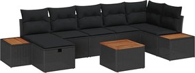 vidaXL Σετ Καναπέ Κήπου με μαξιλάρι 8 pcs Μαύρο Πολυ ράταν