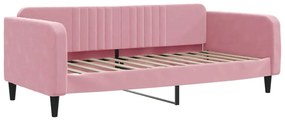 vidaXL Καναπές Κρεβάτι Συρόμενος Ροζ 100x200 εκ. Βελούδινος Στρώματα