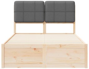 vidaXL Σκελετός Κρεβατιού με Επενδεδυμένο Κεφαλάρι Σκούρο Γκρι