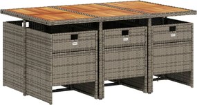 vidaXL Σετ Τραπεζαρίας Κήπου 7 τεμ. Γκρι Συνθ. Ρατάν με Μαξιλάρια